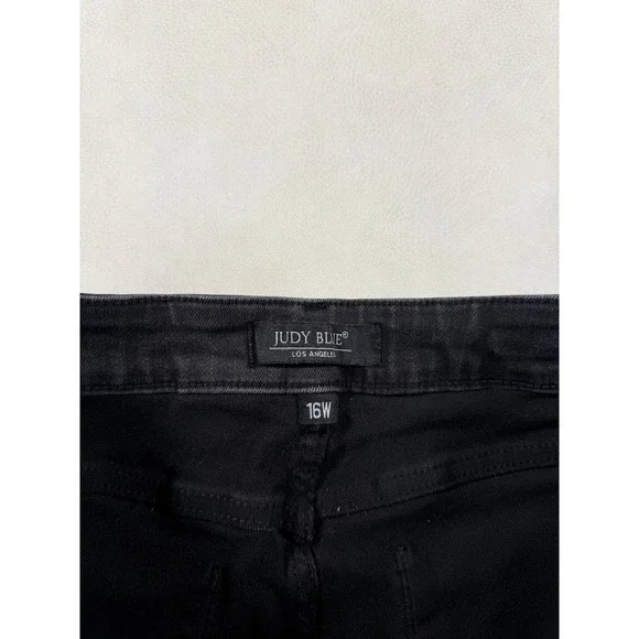 Judy Blue Womens 16W Black High Rise Skinny Jeans Raw Step Hem JB88551  32X26 - Picture 7 of 10